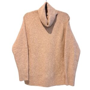 Becool Womens USA M/L Cowl Neck Sweater‎ Ribbed Knit Pullover Top Beige